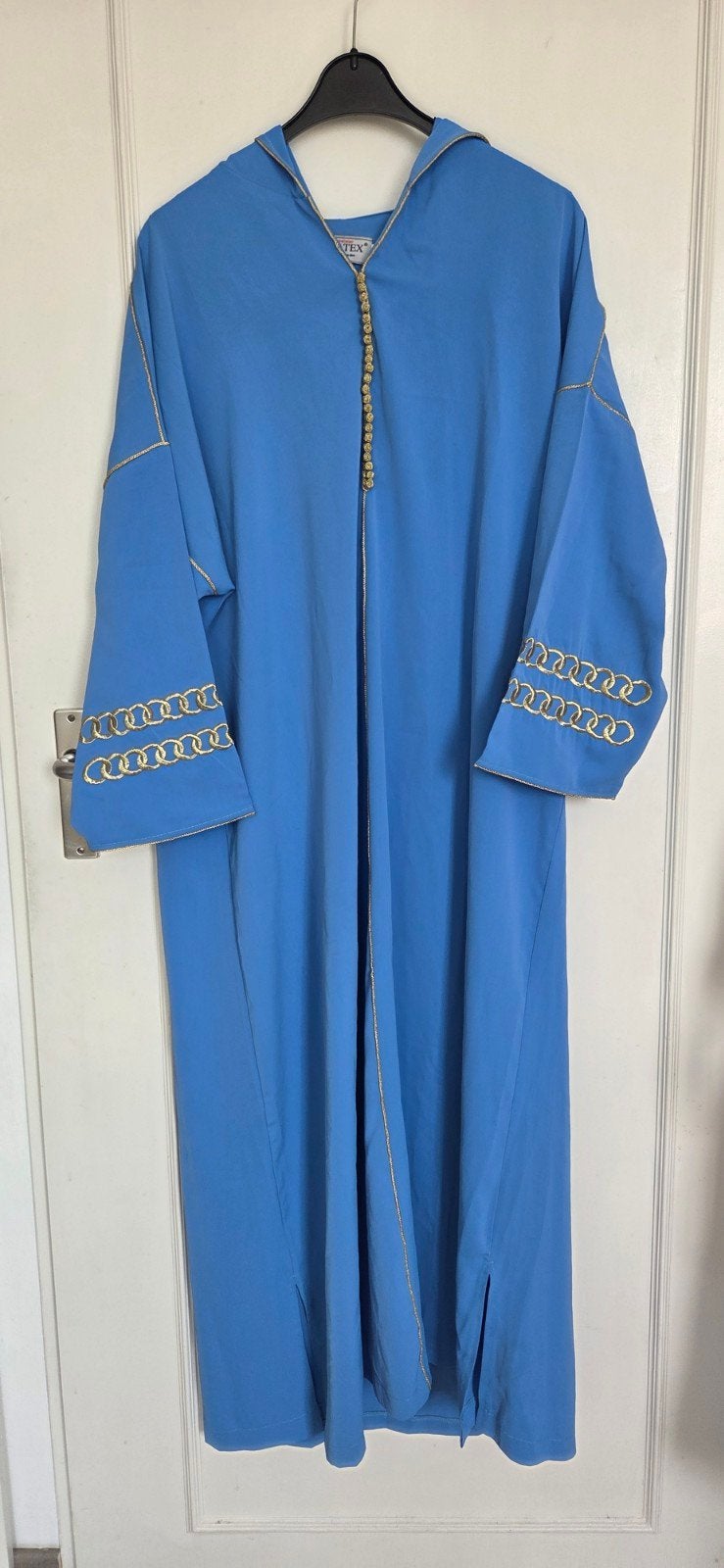 Ourssatex djellaba uit Marokko licht blauw met goud maat M, Maat 38/40 (M), Overige typen, Blauw, Zo goed als nieuw