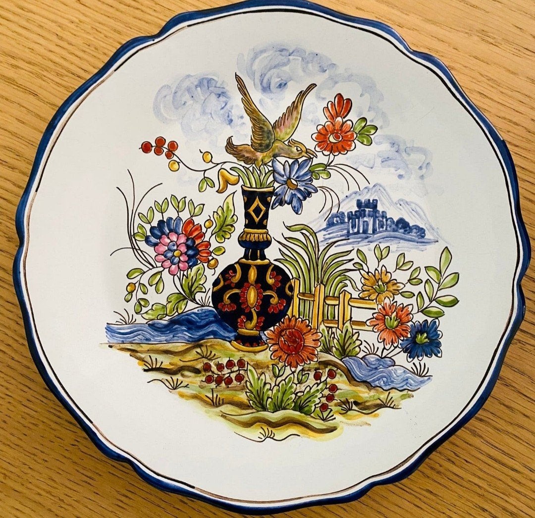 Prachtig Frans Wandbord Handbeschilderd- Faïence de Nevers, Ophalen of Verzenden