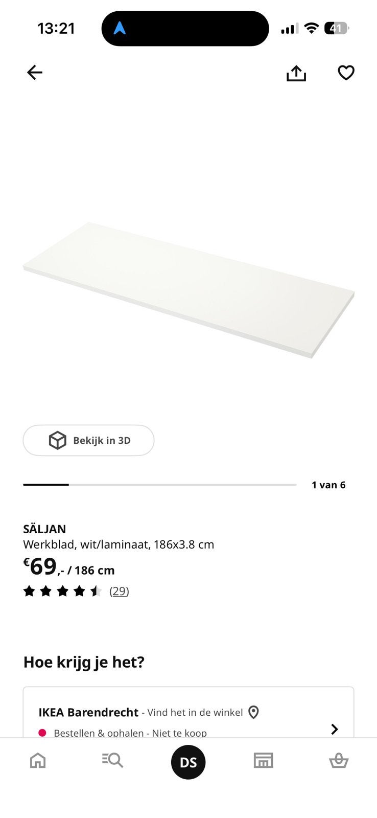 Werkblad ikea, Ophalen, Zo goed als nieuw