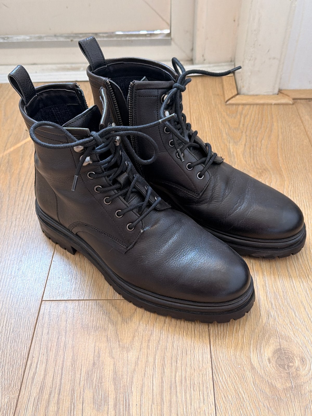 Manfield Leren Boots 43 - Zo Goed Als Nieuw, Kleding | Heren, Schoenen, Ophalen, Zo goed als nieuw, Zwart, Boots