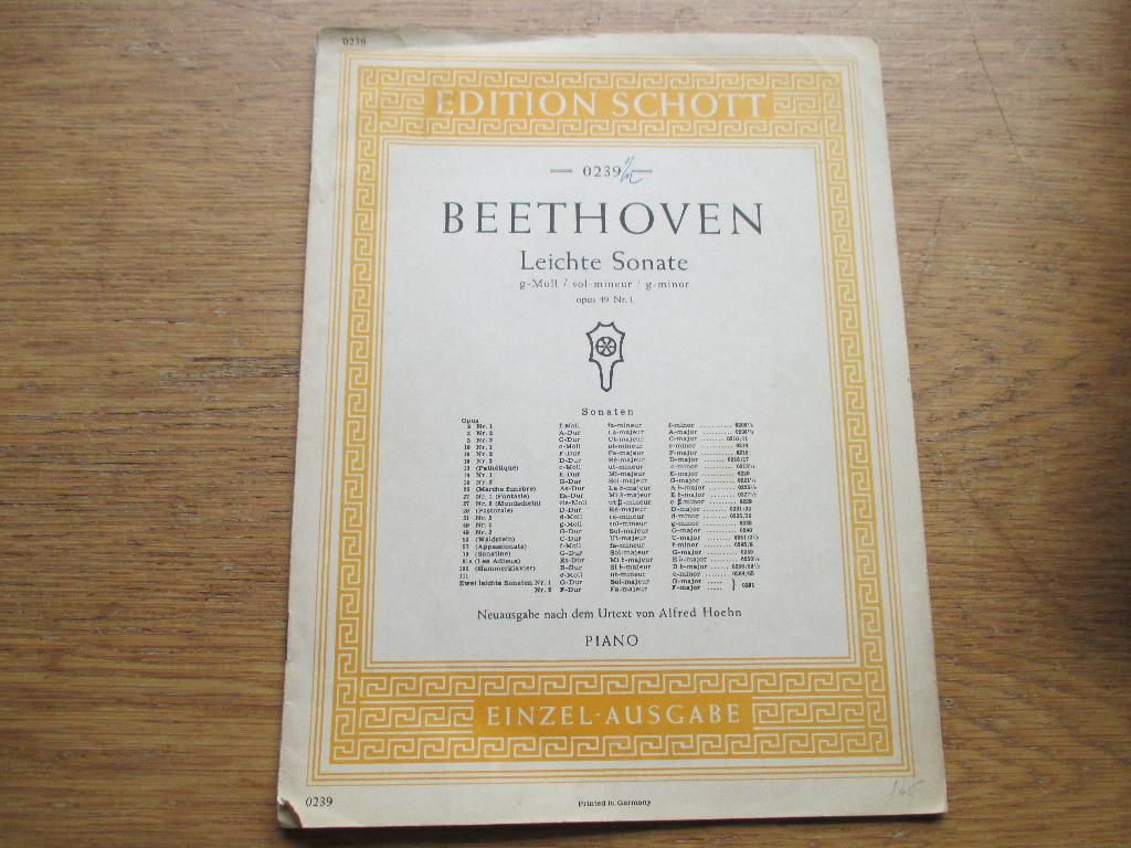 BEETHOVEN - LEICHTE SONATE OP.49 NO.1 -PIANO, Gebruikt, Klassiek, Ophalen of Verzenden, Artiest of Componist