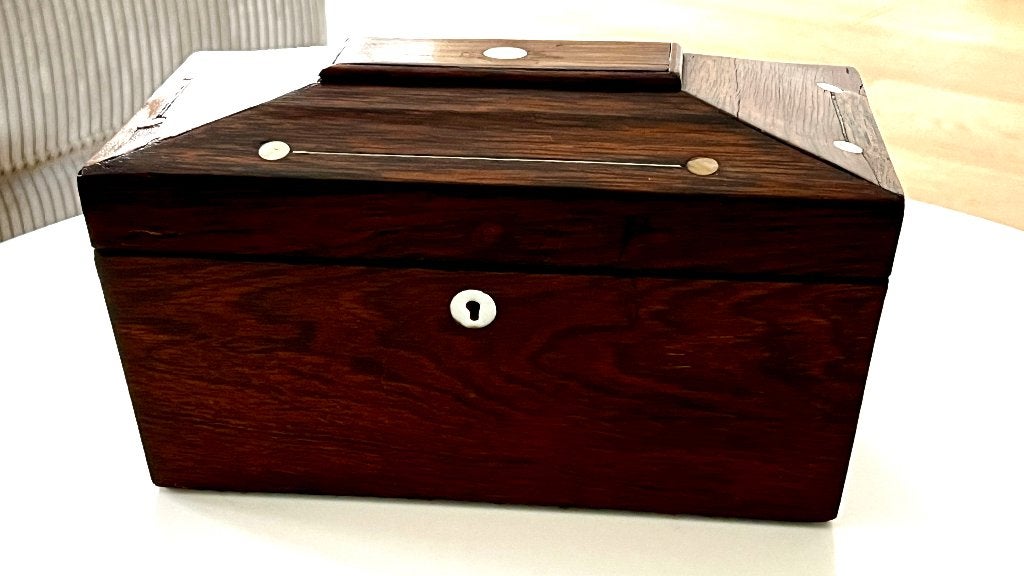 Theekist vintage hout, Minder dan 50 cm, Gebruikt, 50 tot 100 cm, Ophalen of Verzenden