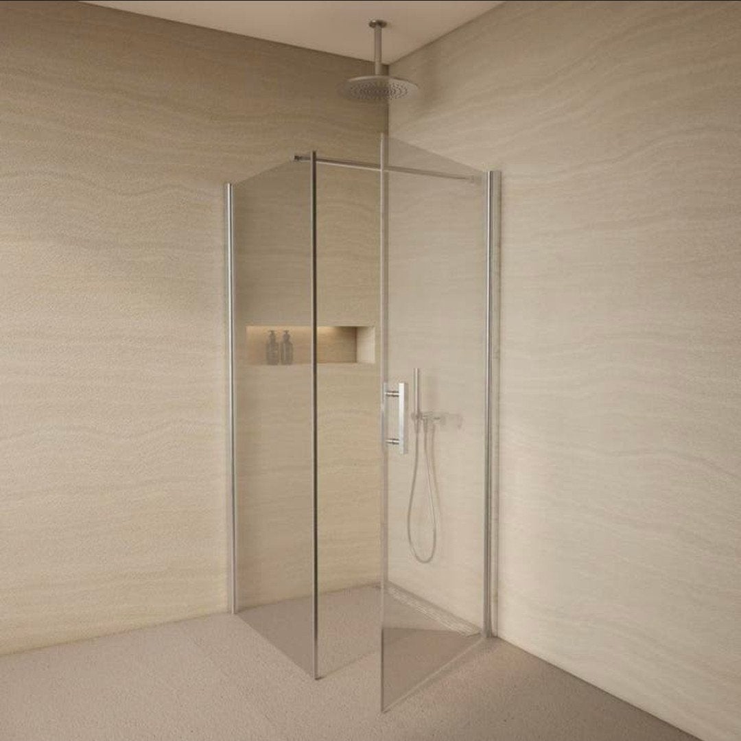 BWS Douchecabine met Draaideur 80x80cm Chroom, Doe-het-zelf en Verbouw, Ophalen, Nieuw, Chroom, Douche