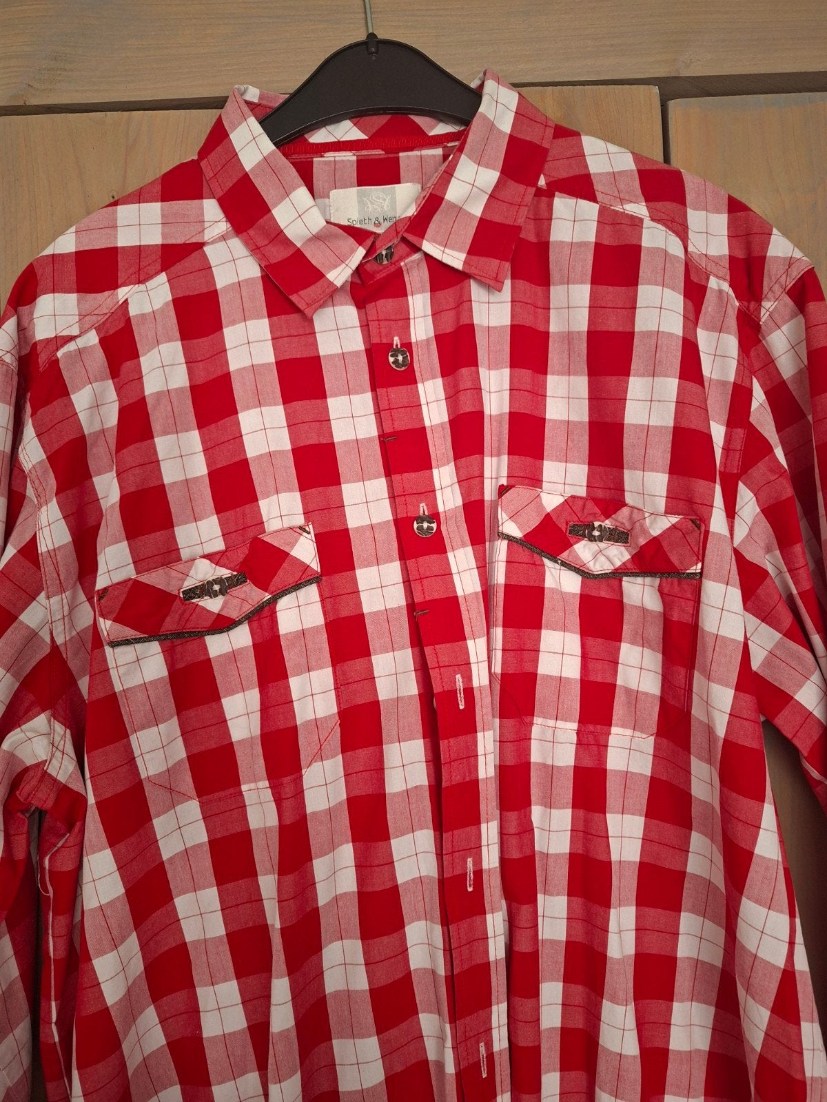 Spieth & Wensky Geruit Overhemd Rood/Wit XL, Ophalen of Verzenden, Halswijdte 43/44 (XL), Rood, Spieth & Wensky