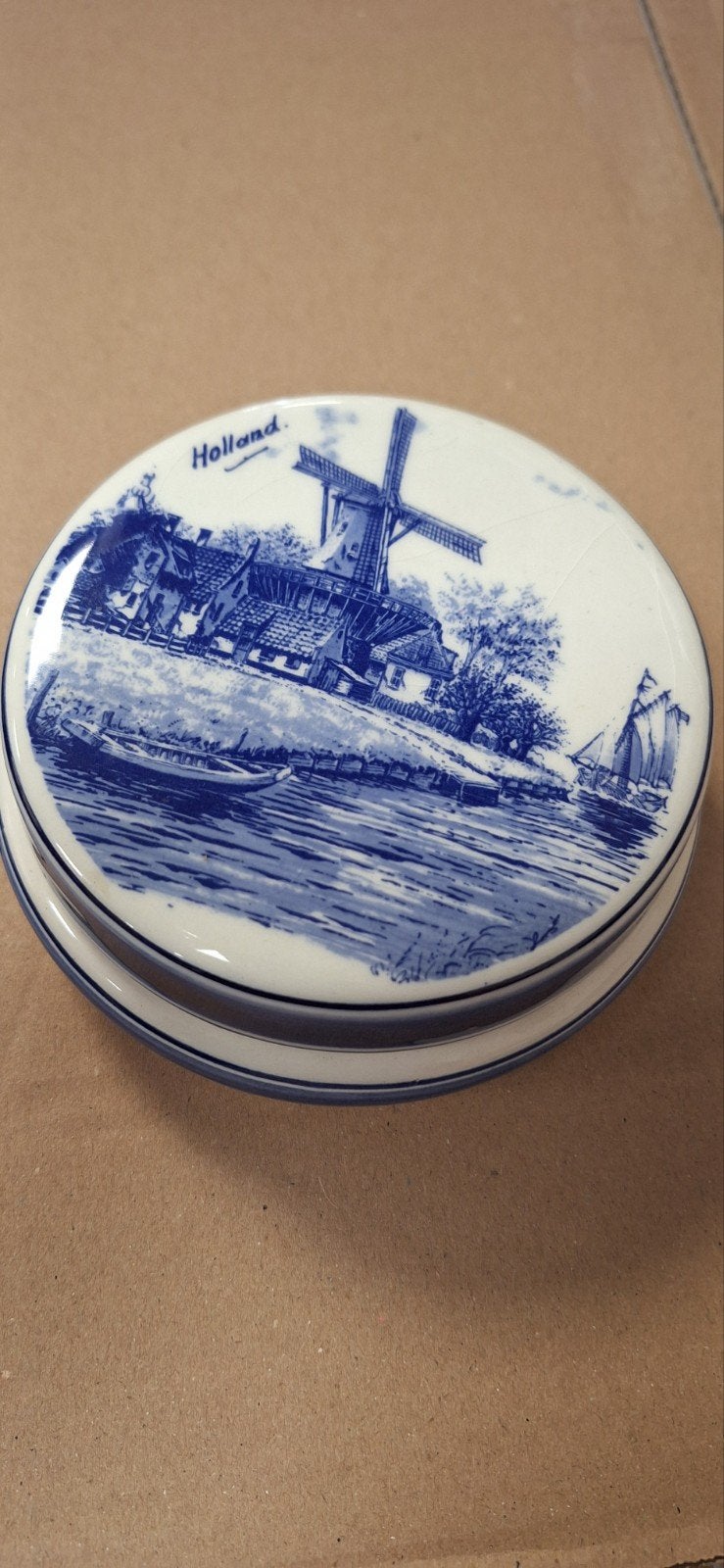 Delfts blauw doosje met hollands tafereel, Ophalen of Verzenden