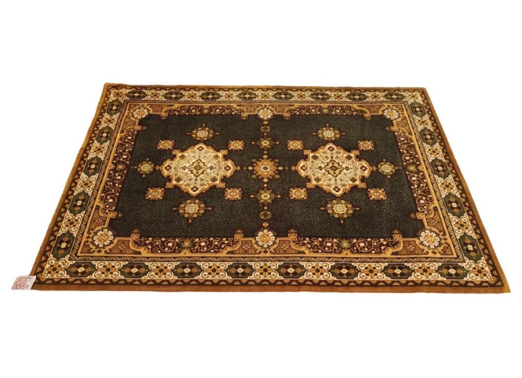 Vintage oosters wol Riad vloerkleed green oker 122x174cm, 100 tot 150 cm, Klassiek, Oosters, Onbekend, Ophalen of Verzenden