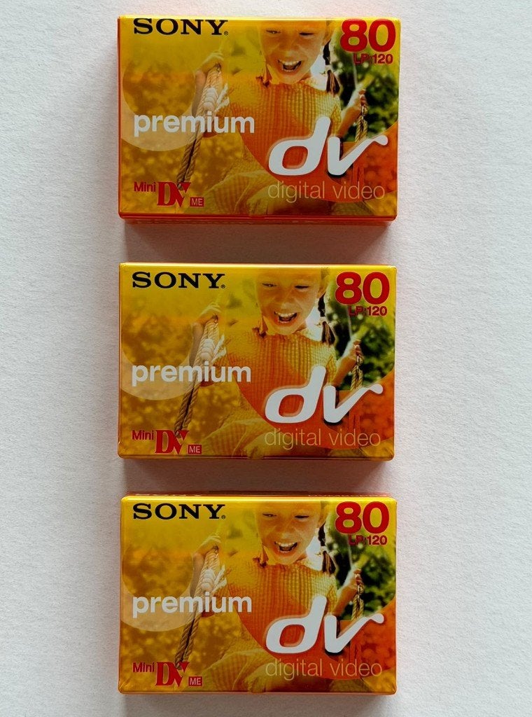 3 Zeldzame Sony 80 minuten Mini DV cassettes, 120 minuten LP, Mini dv, Nieuw, Band, Disc of Geheugen, Sony