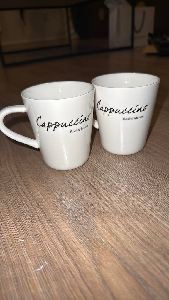 Riviera Maison cappuccino mok, Huis en Inrichting, Ophalen of Verzenden, Zo goed als nieuw, Overige stijlen, Kop(pen) en/of Schotel(s)