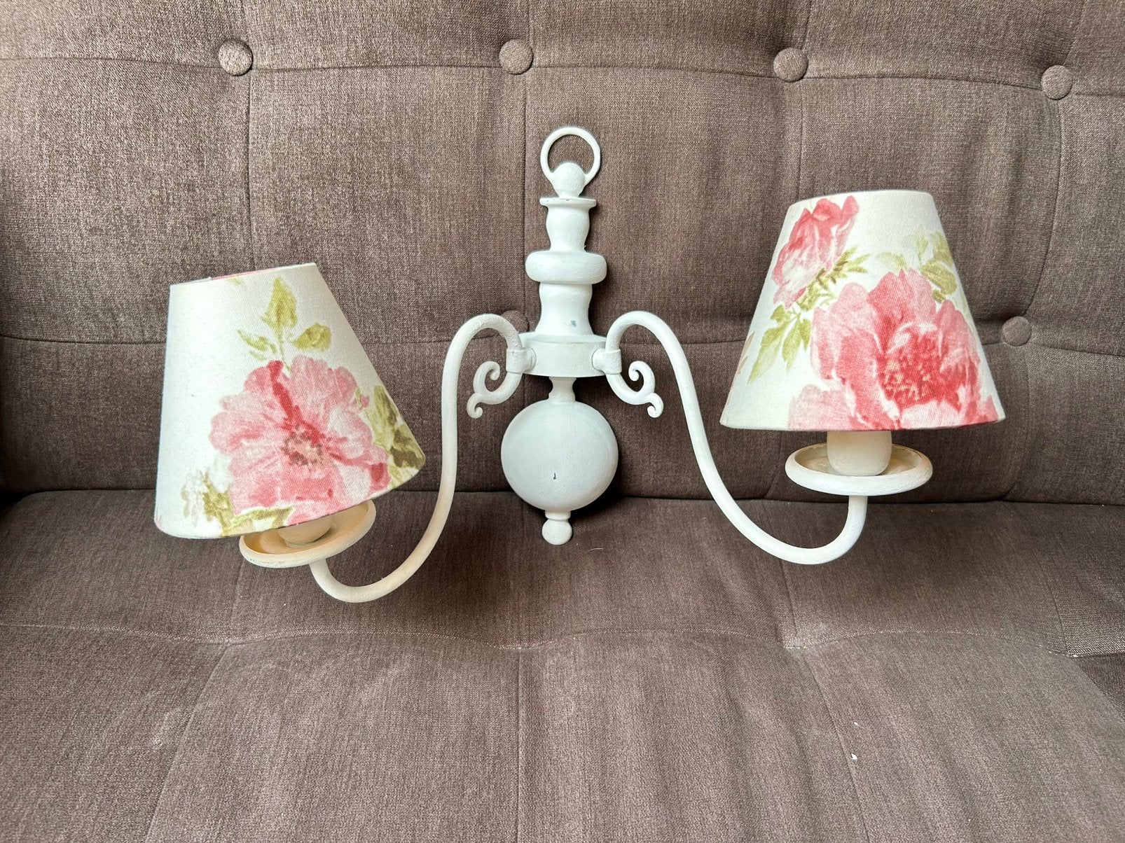 Brocante wandlamp met klem kapjes, Ophalen of Verzenden, Zo goed als nieuw