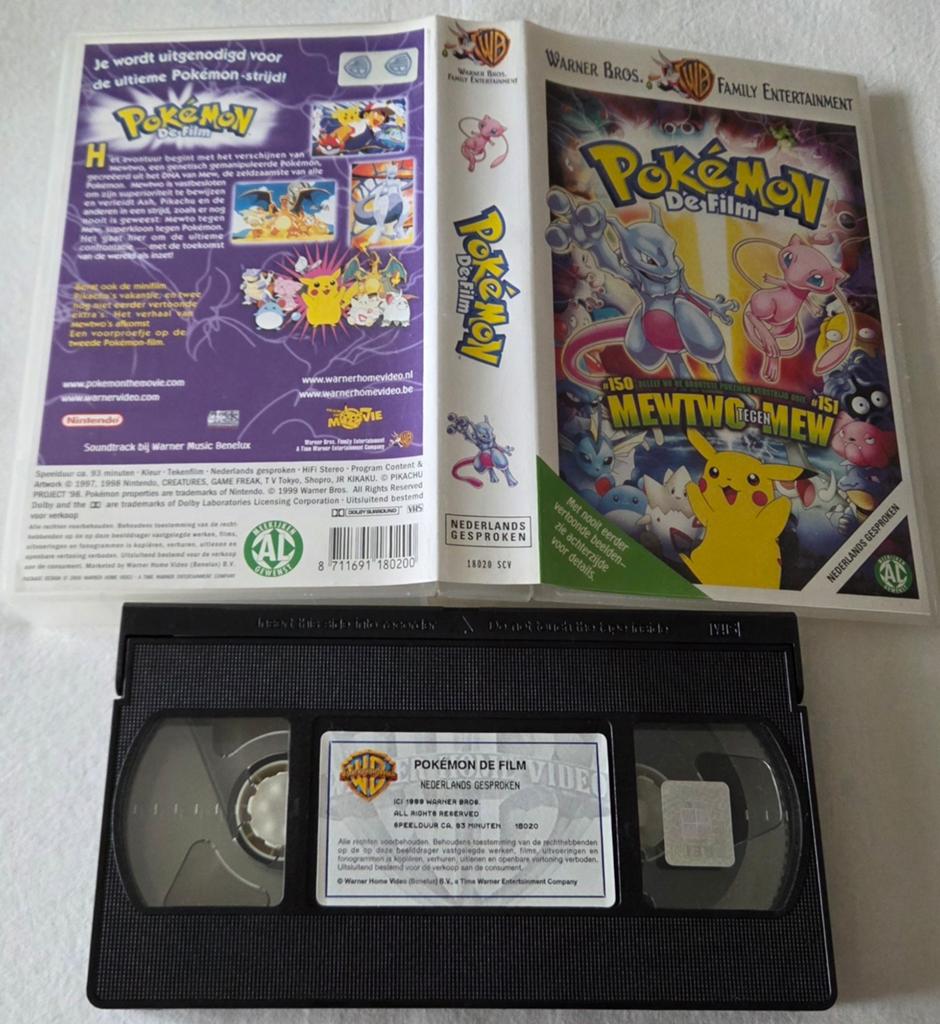 Pokemon De Film Mewtwo Tegen Mew VHS Cartoon/Anime, Cd's en Dvd's, Alle leeftijden, Ophalen of Verzenden, Zo goed als nieuw