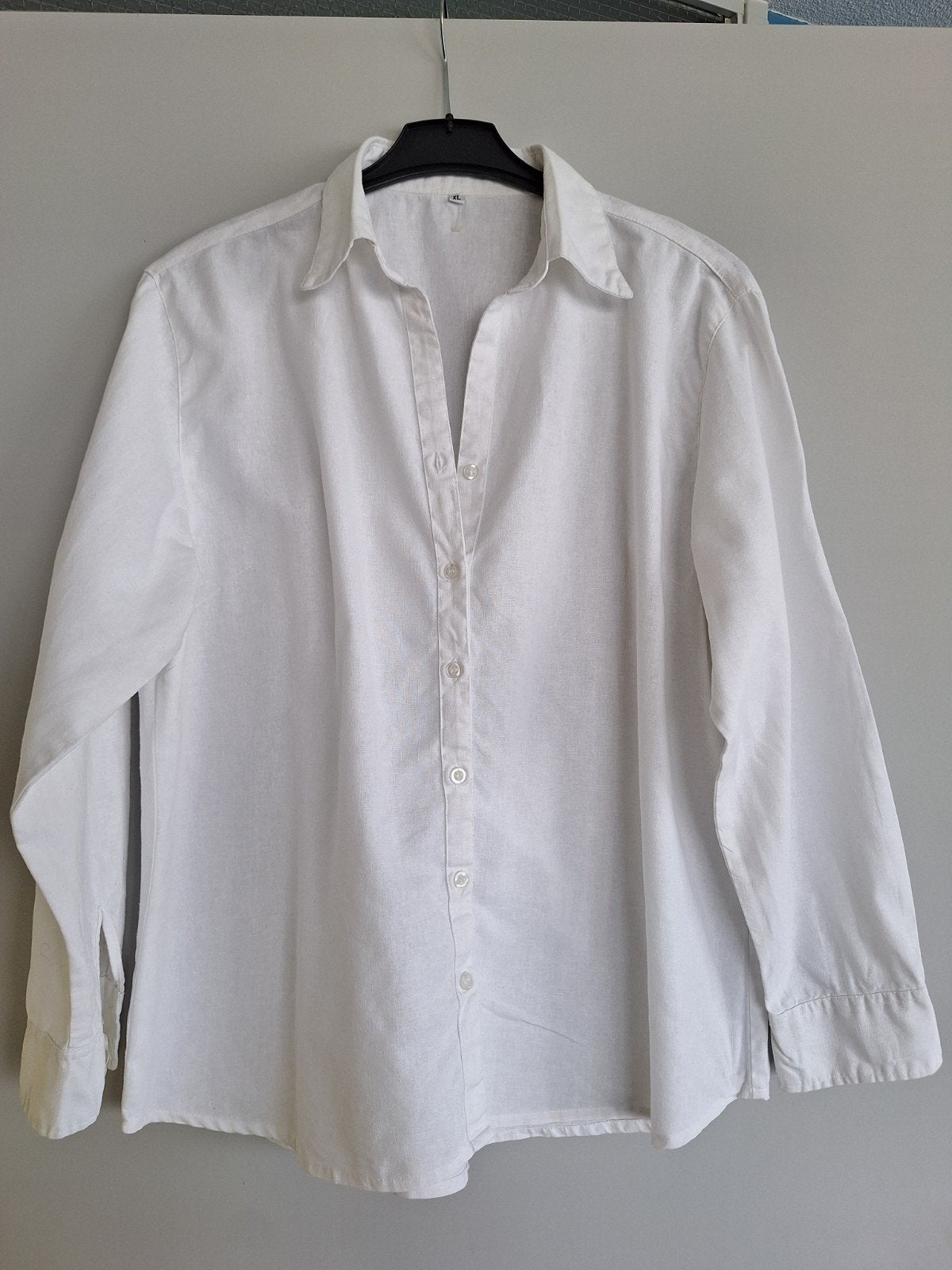 Witte linnen katoenen blouse - Maat XL, Ophalen of Verzenden, Zo goed als nieuw, Maat 46/48 (XL) of groter, Wit