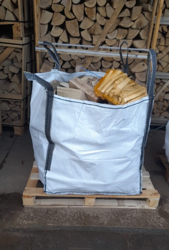Bigbag met gemengd(es,berk,beuk,els)droog haardhout+aanmaak, Minder dan 3 m³, Ophalen, Blokken