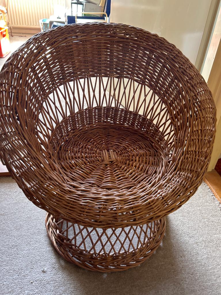 Vintage Rotan Fauteuil - Unieke Wicker Stoel, Ophalen, Zo goed als nieuw