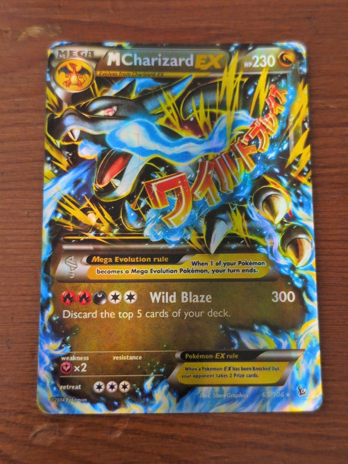Pokémon M Charizard EX Kaart - Holo Foil 2014, Ophalen of Verzenden, Gebruikt, Losse kaart, Foil