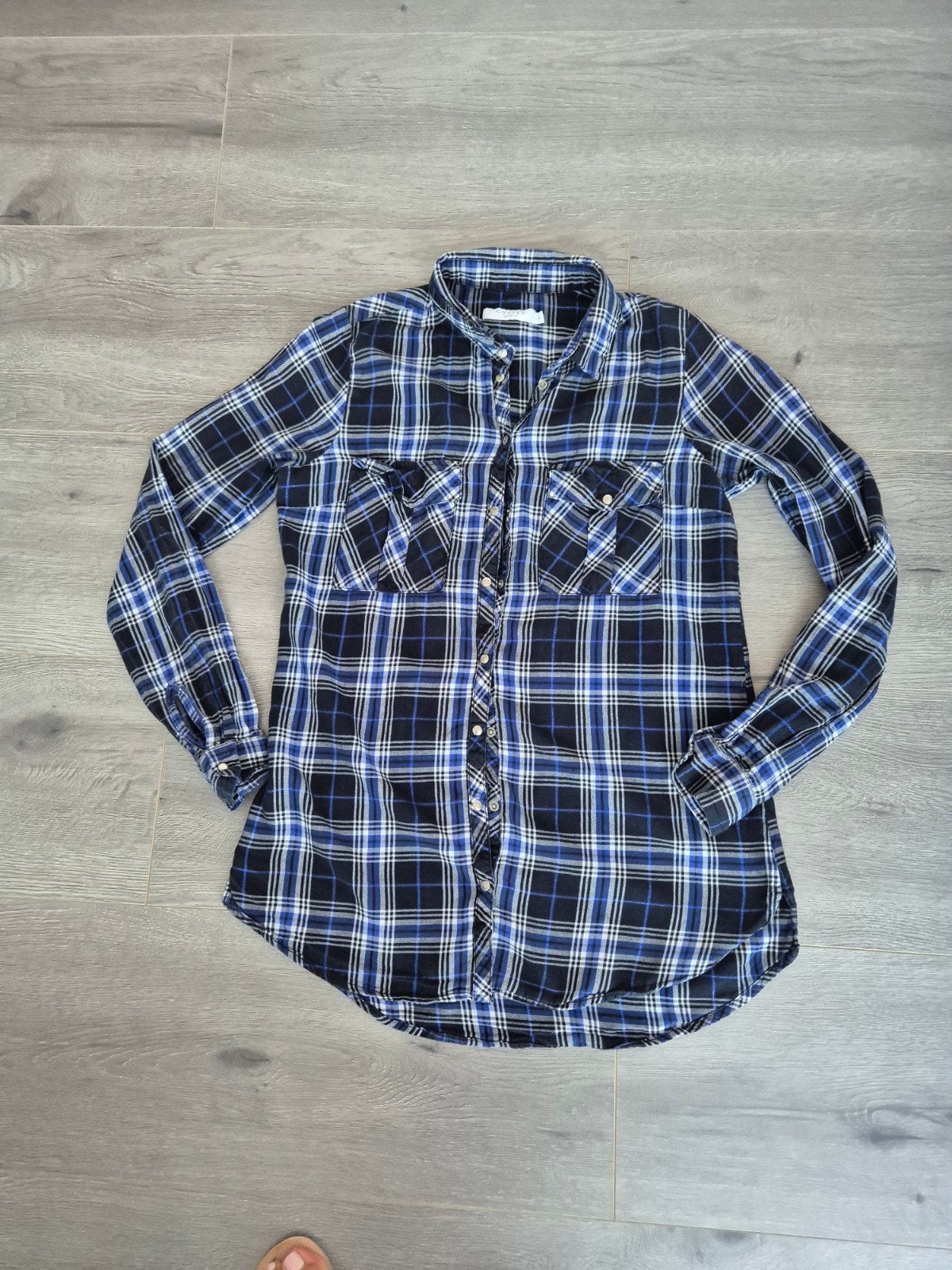 COSTES Geruite Blouse Blauw / Zwart / Wit - Maat M, Maat 38/40 (M), Blauw, Ophalen of Verzenden, Zo goed als nieuw