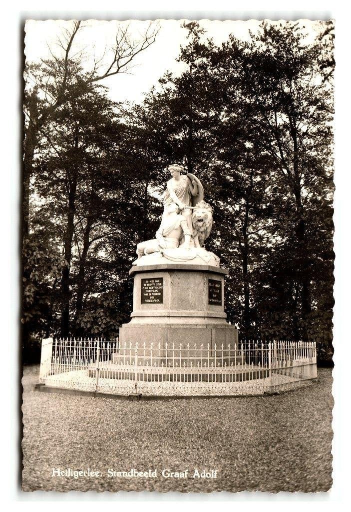 Heiligerlee, Standbeeld Graaf Adolf - Opruimingskaart, Ophalen of Verzenden, 1940 tot 1960, Gelopen, Groningen