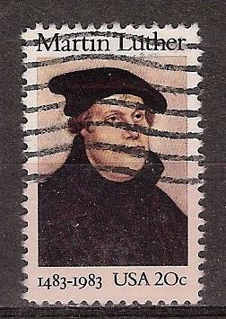 USA, Maarten Luther, 1983., Postzegels en Munten, Ophalen of Verzenden, Gestempeld, Noord-Amerika