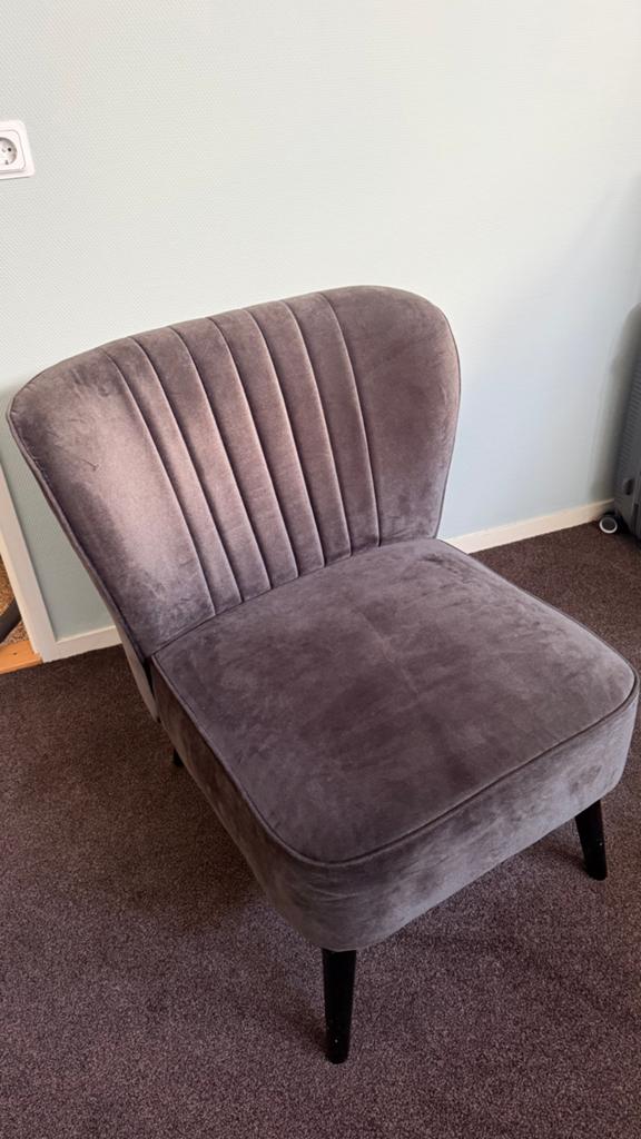 Karwei fauteuil velours grijs, Ophalen of Verzenden, Zo goed als nieuw, 75 tot 100 cm, 50 tot 75 cm