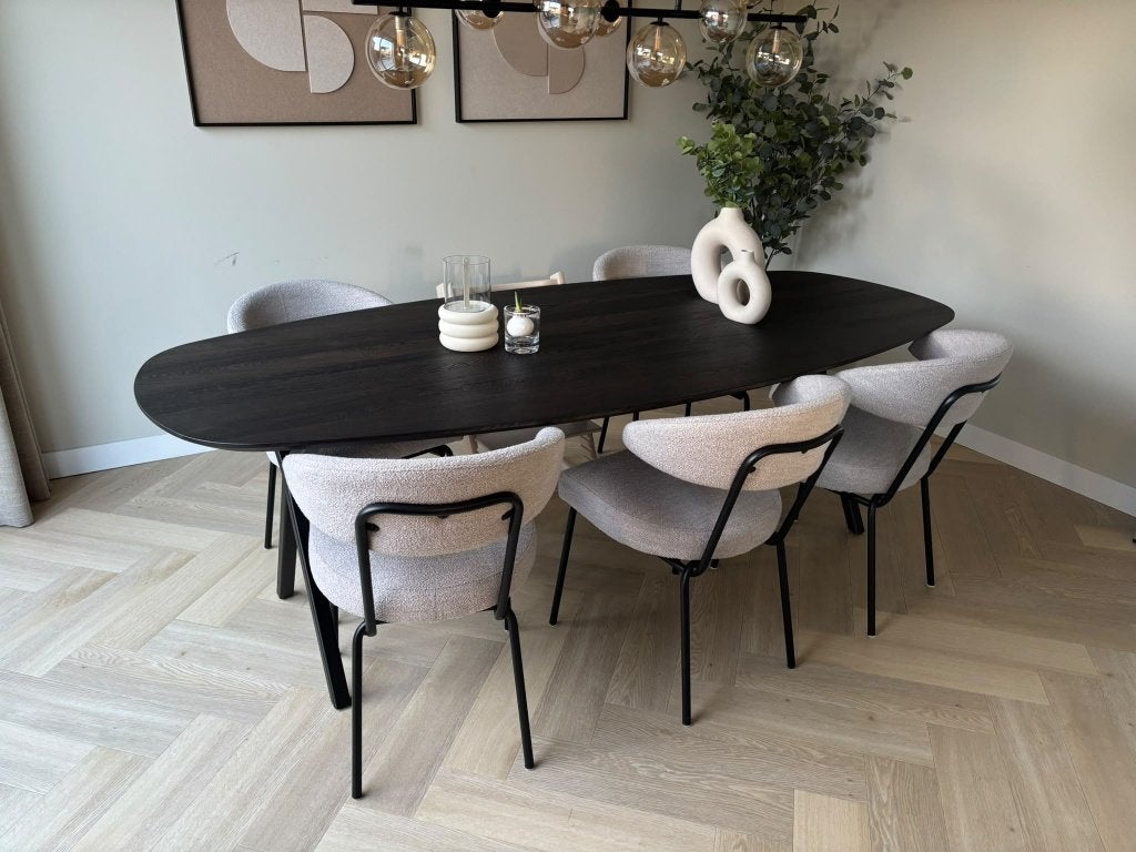 Deens ovale eettafel (Table du sud), Ophalen, 100 tot 150 cm, Eikenhout, 200 cm of meer