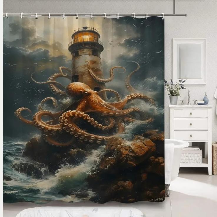 Douchegordijnen Horror zeemonsters (180x200cm), Ophalen of Verzenden, Nieuw