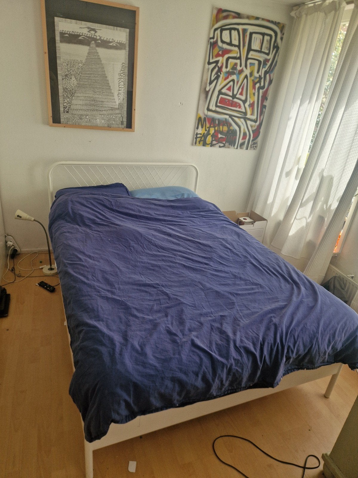 IKEA metalen bedframe wit GRATIS maandag 13 juli ophalen, Ophalen, Gebruikt, Wit, Tweepersoons