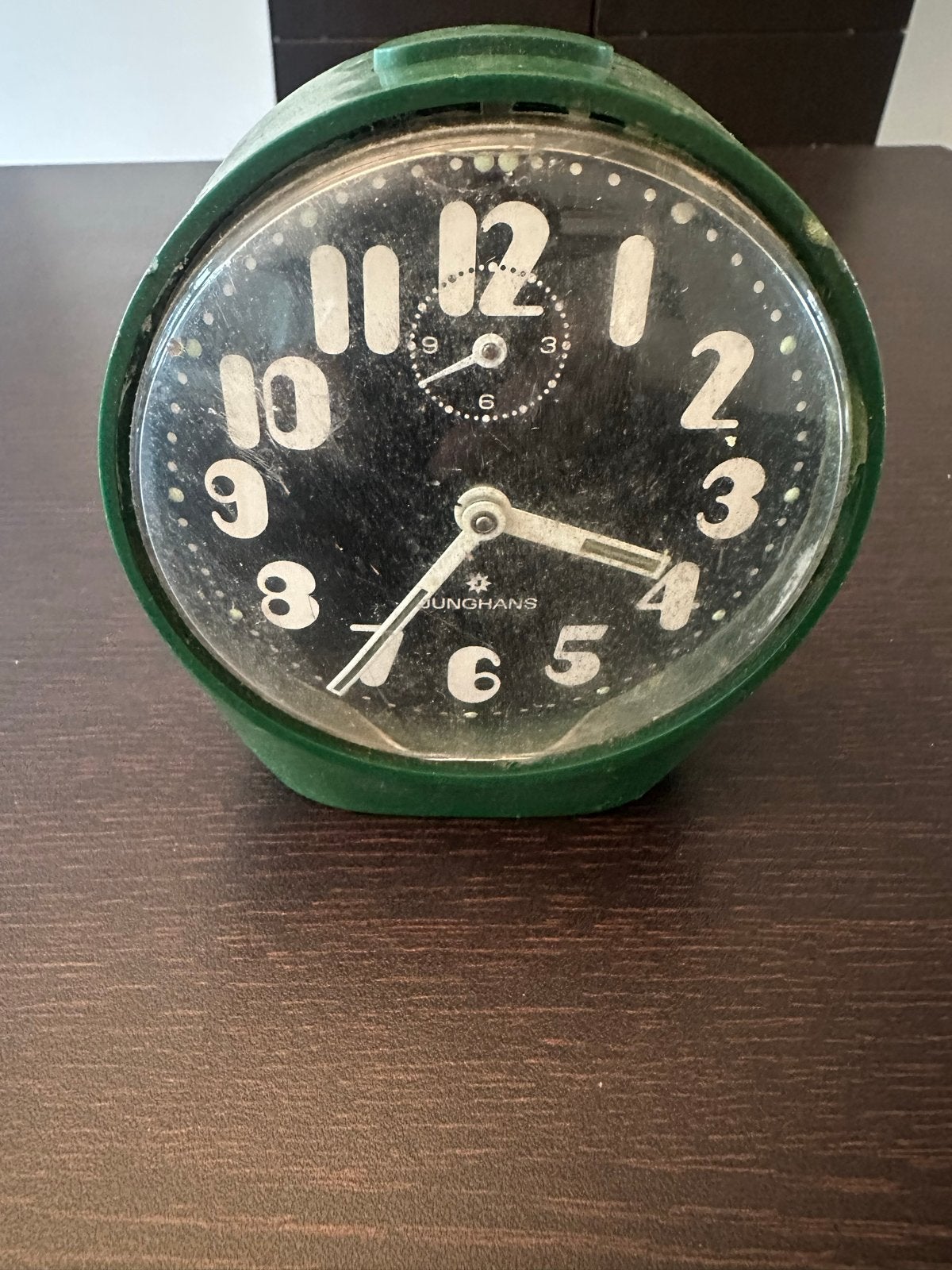 Vintage Junghans wekker - Groen, mechanisch, Ophalen of Verzenden