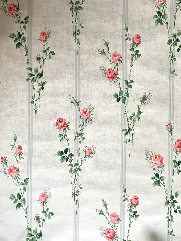 Retro vintage rozenbehang, Ophalen of Verzenden, Minder dan 10 m², Rood