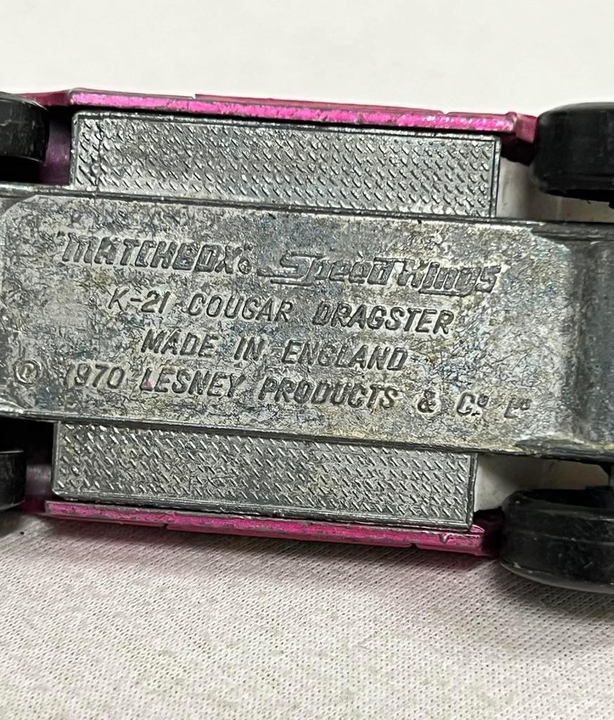 1970 Matchbox Speed Kings Cougar Dynamite Dragster K-21 K21, Gebruikt, Auto, Matchbox, Ophalen of Verzenden