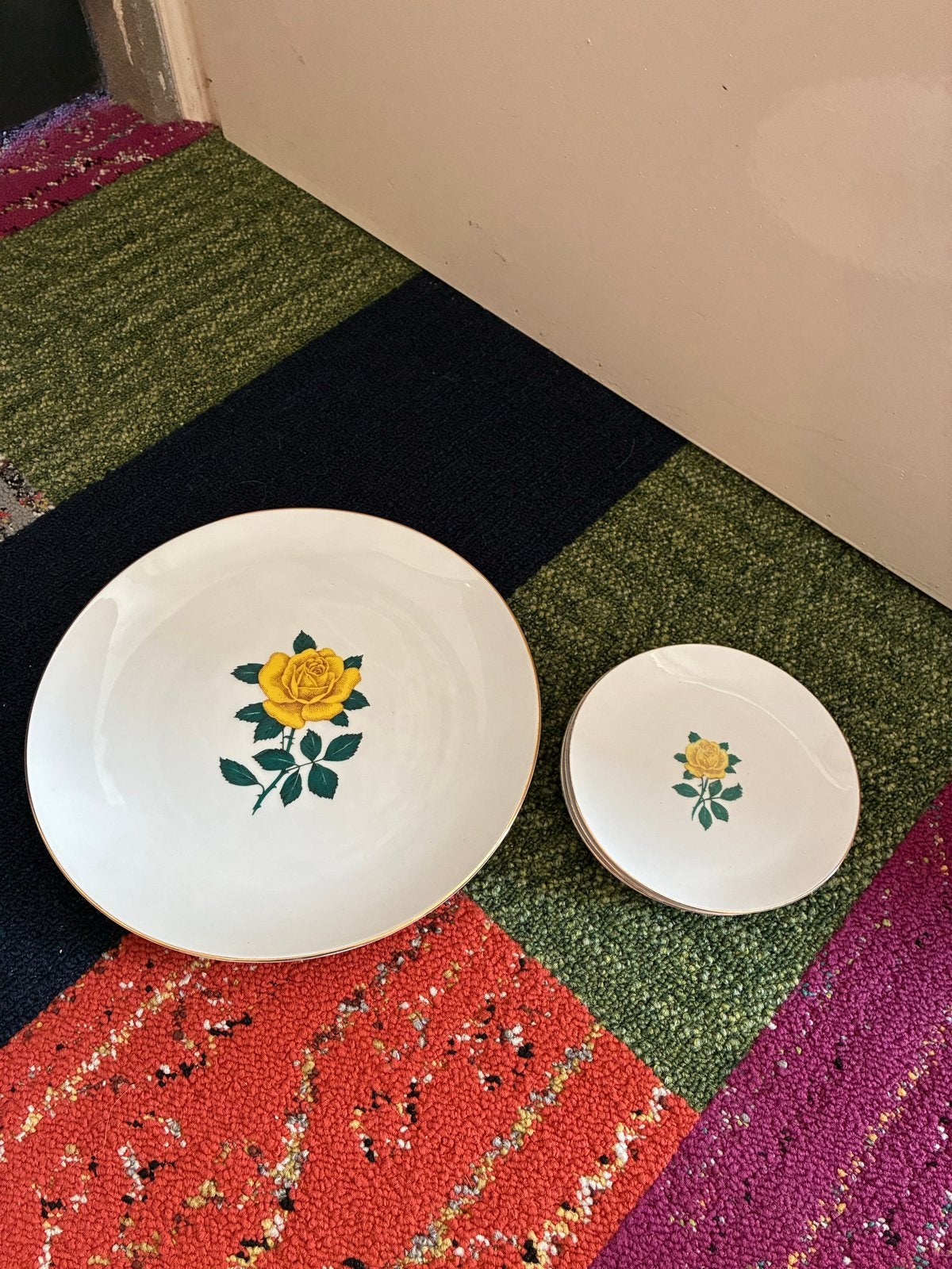 Vintage Schumann Bavaria porseleinen schalen met roos, Ophalen of Verzenden