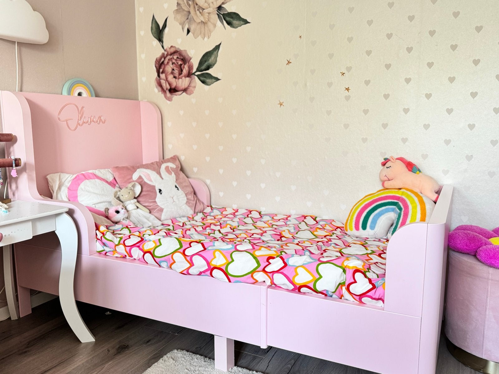 IKEA Peuter Meegroeibed - Roze, Ophalen, Gebruikt, 70 tot 85 cm, Lattenbodem