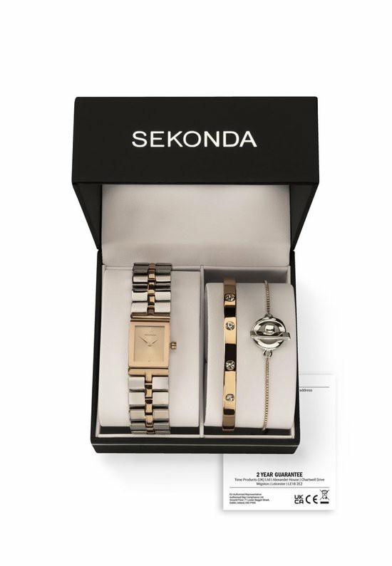 Nieuw Sekonda Horloge & Armbanden Set - Goud/Zilver, Met kristal, Staal, Nieuw, Ophalen of Verzenden