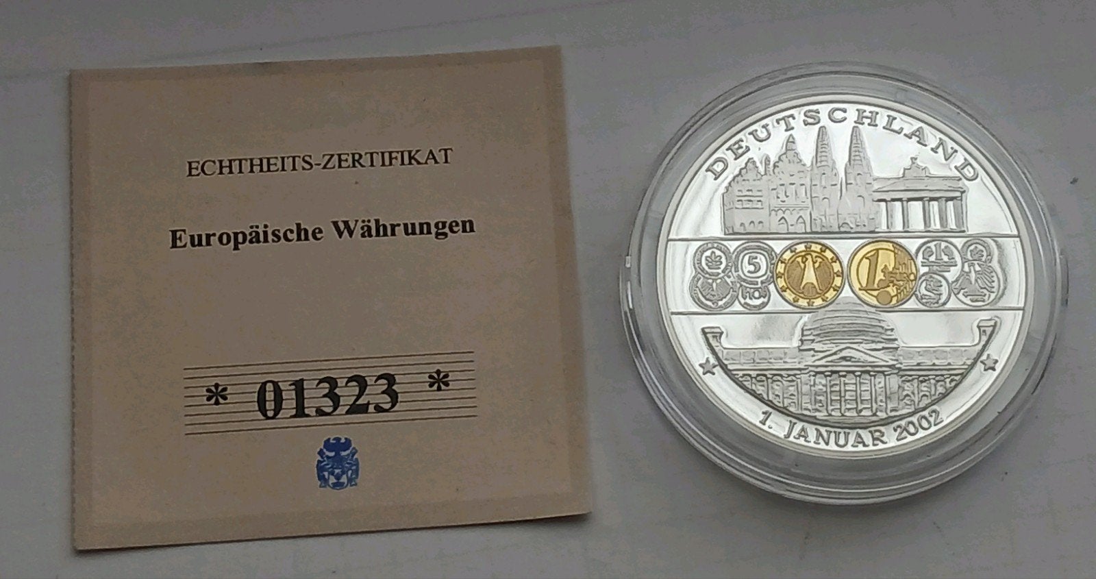 Duitsland Euro 2002 Munt Proof Penning Grote Medaille Zilver, Ophalen of Verzenden, Duitsland, Zilver