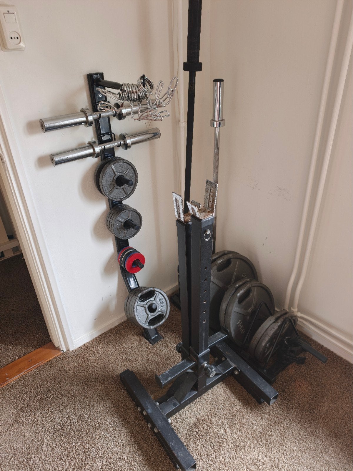 Complete Halterset met Squat Rack, Gewichten, Halters en Rek, Ophalen, Gebruikt, Rug, Halterset