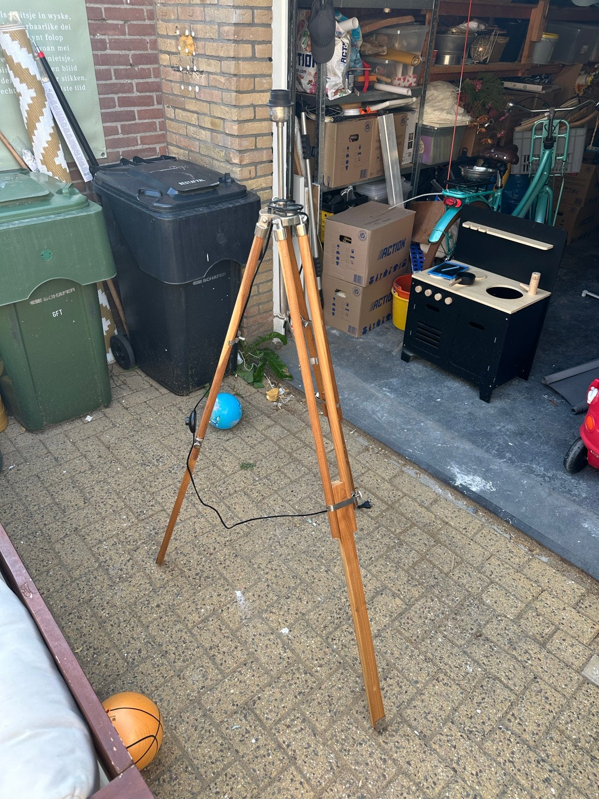 Light & Living Vloerlamp met houten statief, E27 fitting, Ophalen, Gebruikt, Hout, Bruin