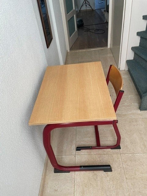 Schoolbankje met stoeltje, vintage, Ophalen
