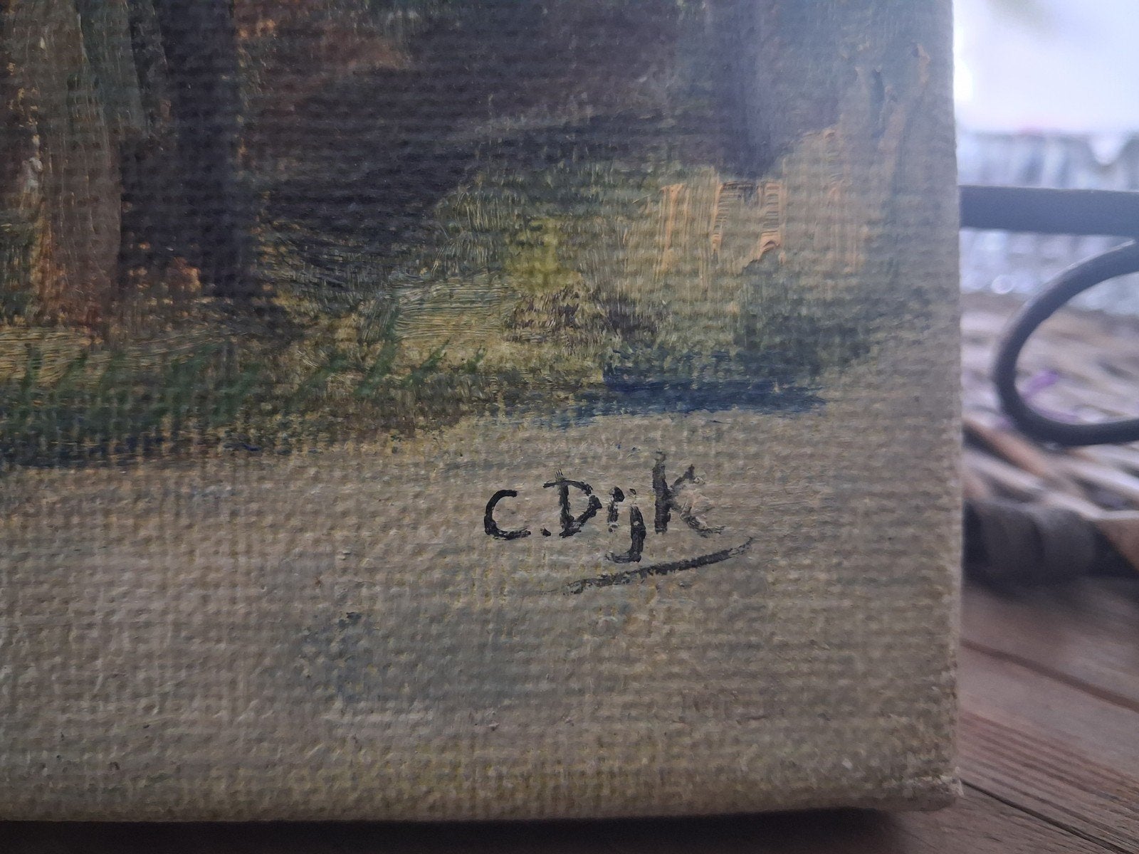 Schilderij C. Dijk - Molenlandschap, Origineel werk, Doek, Ophalen of Verzenden, Landschap