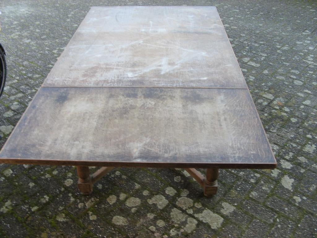 eiken tafel  maten 110x80 uittrekbaar met zij stuk  37cm, Ophalen, Gebruikt, 100 tot 150 cm, Eikenhout