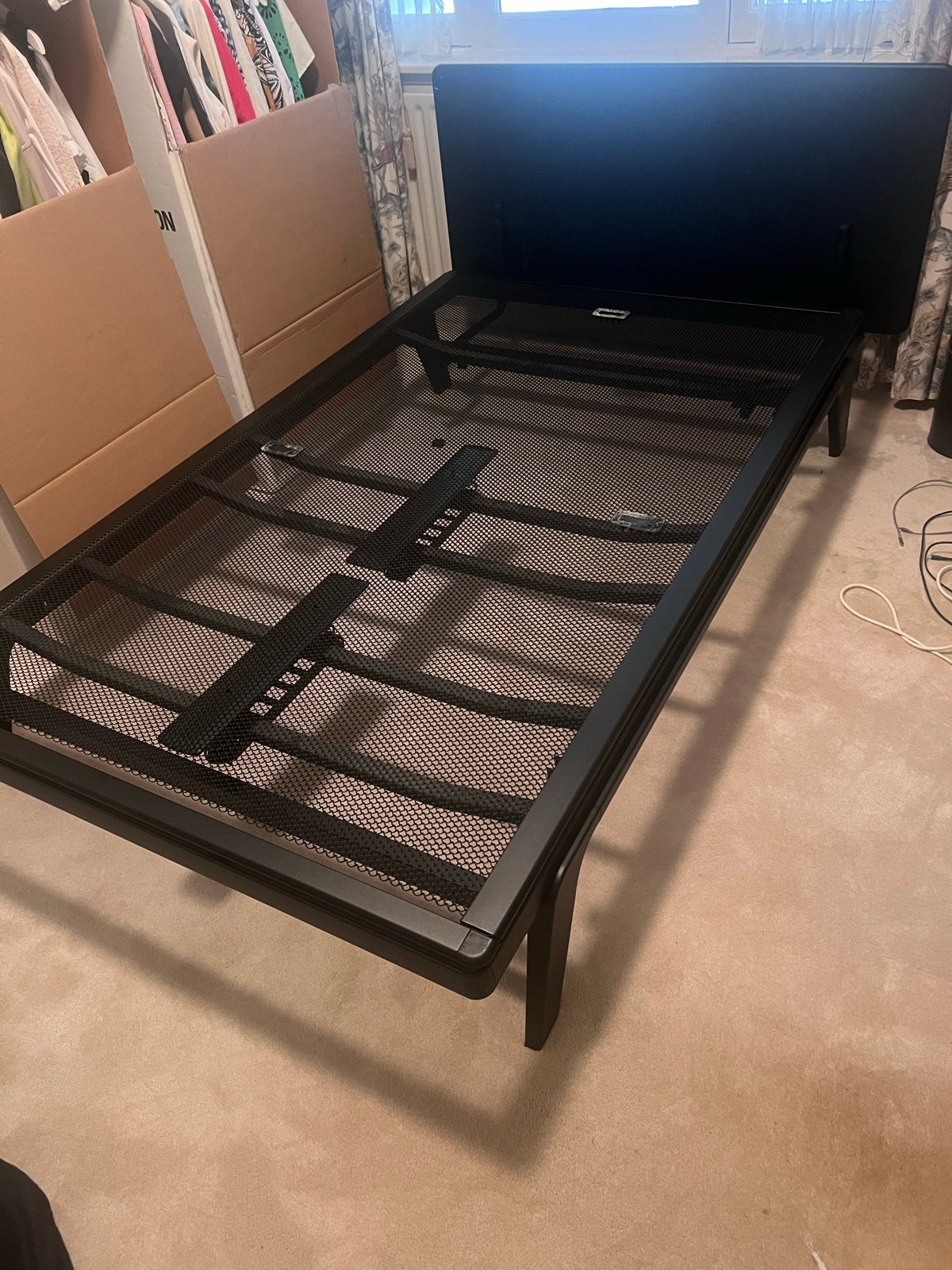 Auping Essential bed 200x120 cm zwart met hoofdbord MOET WEG, Huis en Inrichting, Ophalen, Verstelbaar, Zwart, Zo goed als nieuw