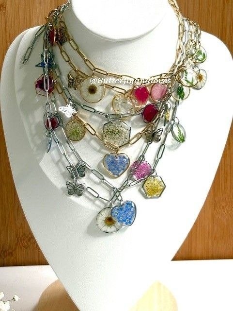 Statement Bedelketting echte bloemen bedels ketting Margriet, Ophalen, Nieuw, Overige materialen, Verstelbaar