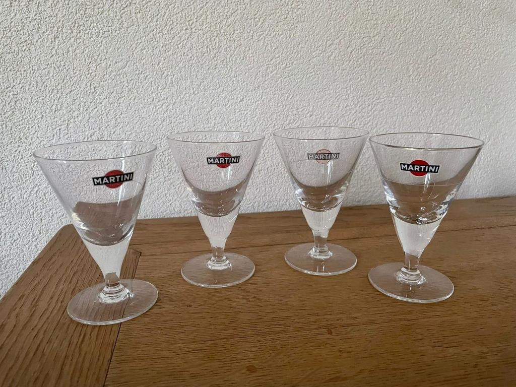 Set van 4 vintage Martini glazen uit de jaren '60, Antiek en Kunst, Ophalen of Verzenden