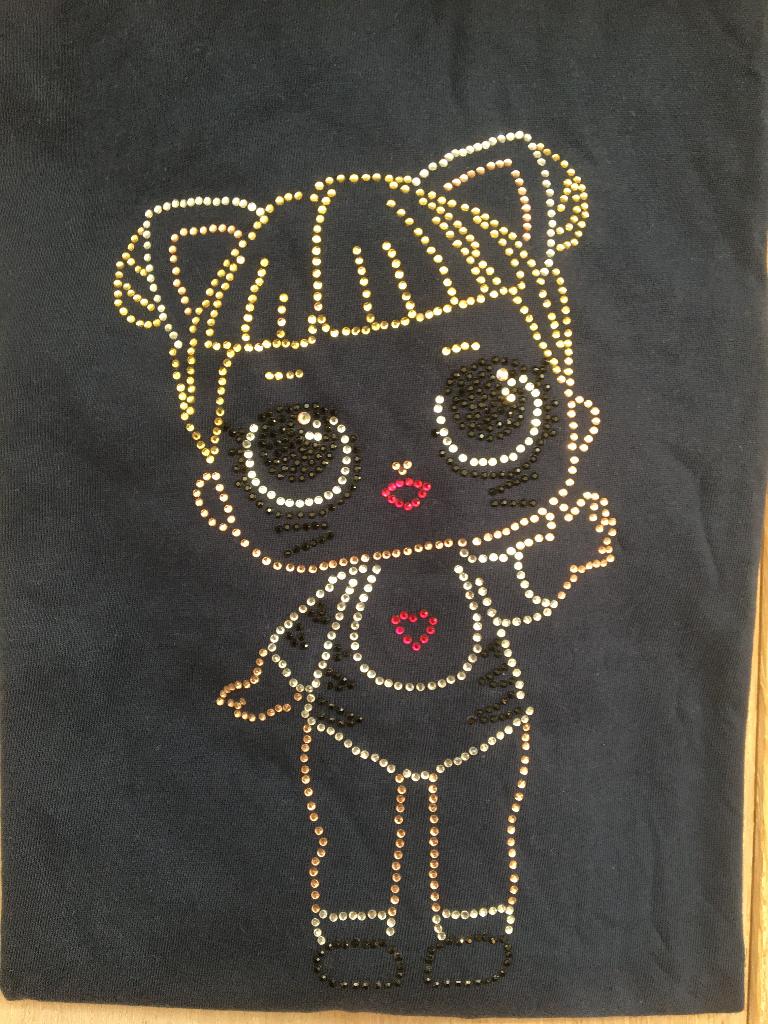 Donkerblauw meisjesshirt met strass LOL design (134-140), Kinderen en Baby's, Kinderkleding | Maat 134, Meisje, H&M, Ophalen of Verzenden