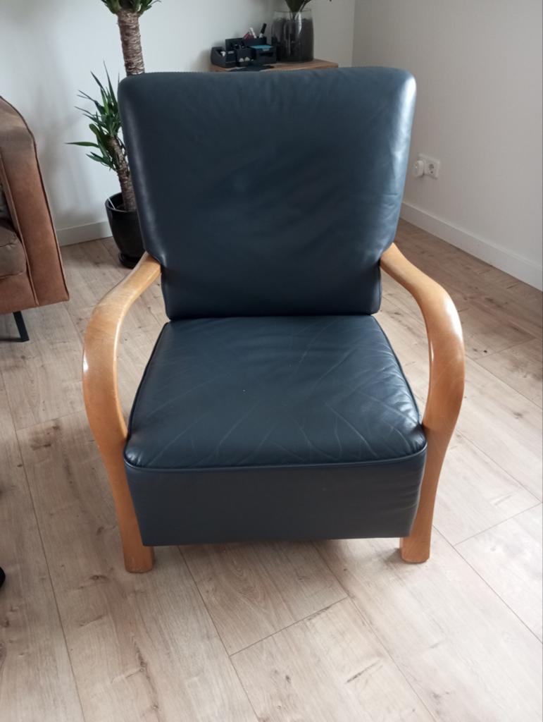 Comfortabele leren design fauteuil !, Huis en Inrichting, Ophalen, Gebruikt, 75 tot 100 cm, Klassiek, Tijdloos
