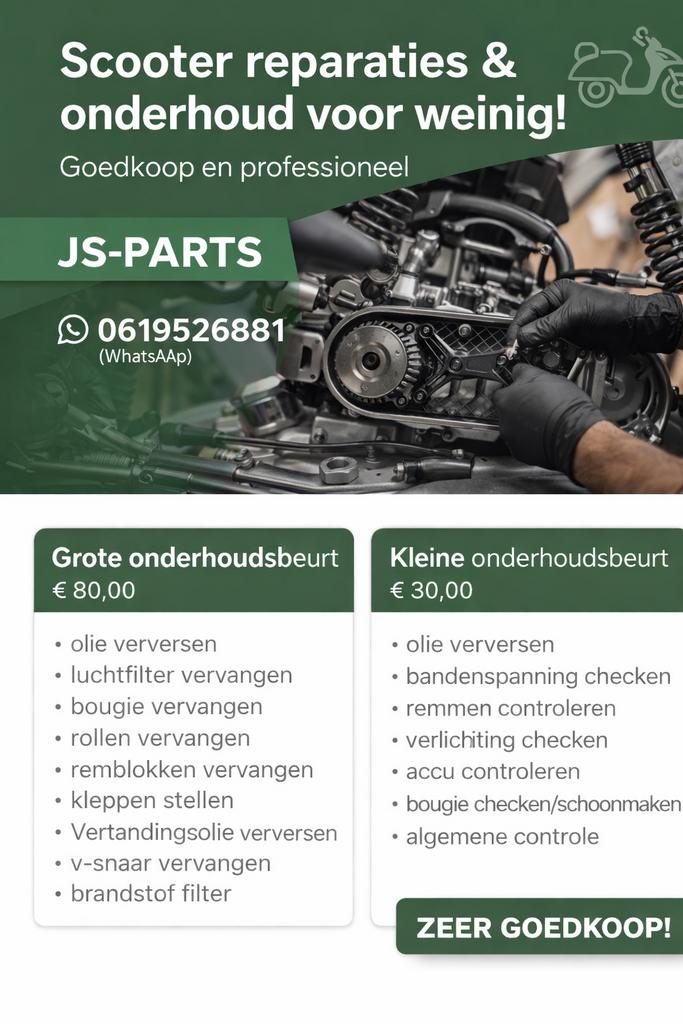 Scooter service en onderhoud, Fietsen en Brommers, Brommeronderdelen | Scooters, Ophalen
