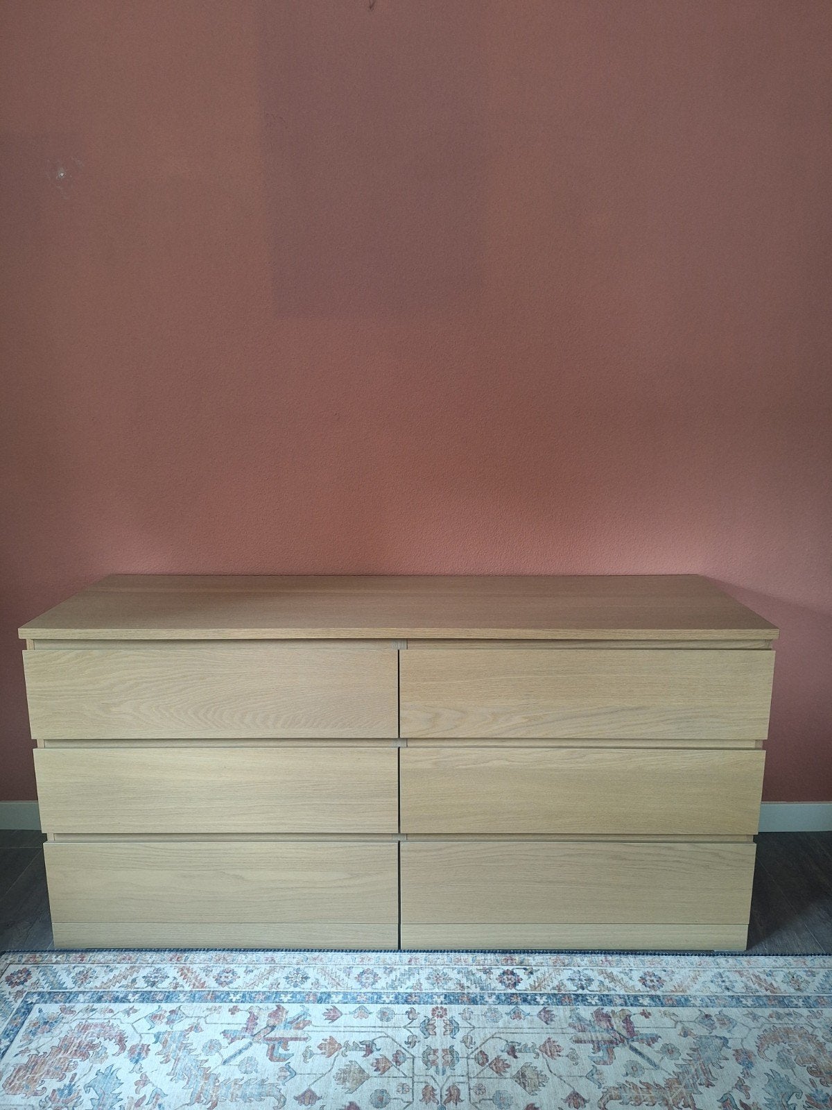 IKEA MALM ladekast met 6 lades - Eikenhout look, Huis en Inrichting, Kasten | Ladekasten, Ophalen, Gebruikt, 100 tot 150 cm, 5 laden of meer