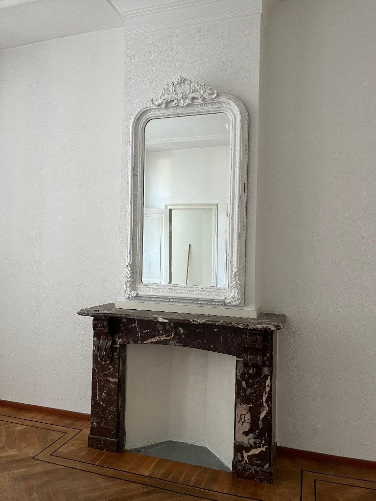 Kuifspiegel wit in antieke stijl barok schouwspiegel 88x155, Antiek en Kunst, Antiek | Spiegels, Ophalen, Rechthoekig, 50 tot 100 cm