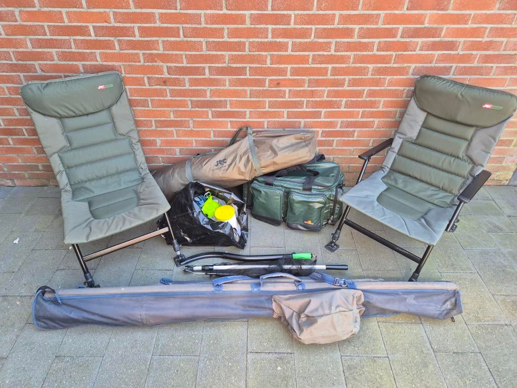 Zeer complete Karper-set: Bivvy/Stoelen/hengels/toebehoren, Watersport en Boten, Ophalen, Gebruikt, Complete set