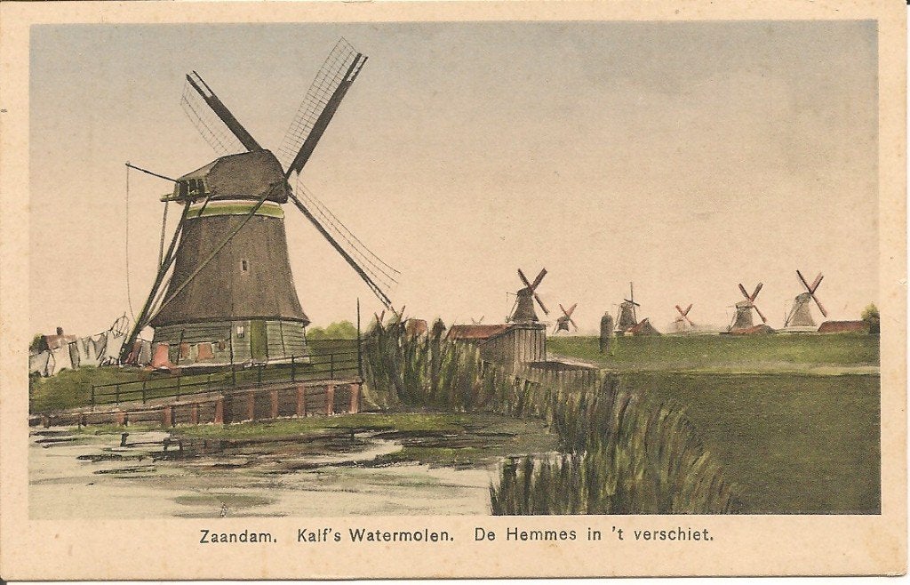 Ansichtkaart Zaandam: Kalf's Watermolen, De Hemmes, Ophalen of Verzenden, 1920 tot 1940, Ongelopen, Noord-Holland