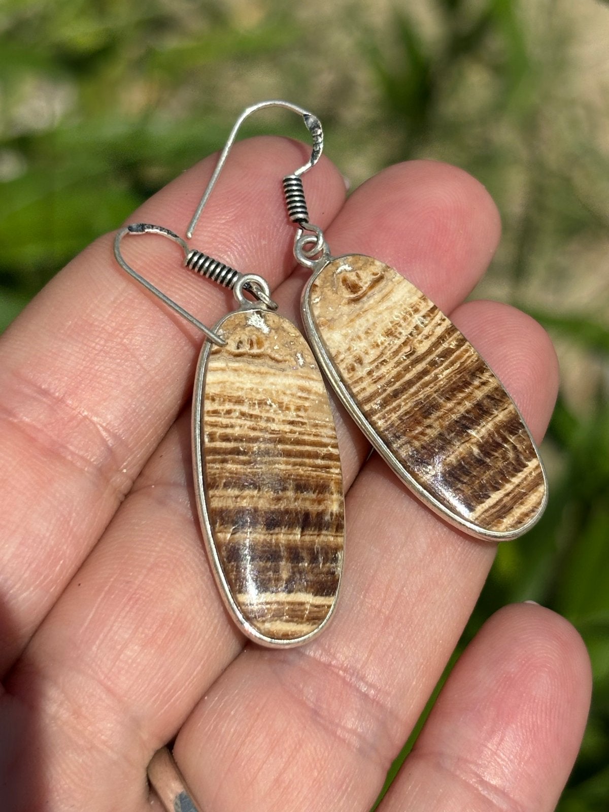 Aragoniet Oorbellen - Natuurlijke Schoonheid, Sieraden, Tassen en Uiterlijk, Oorbellen, Hangers, Bruin, Vanbeeksaar4@gmail.com
