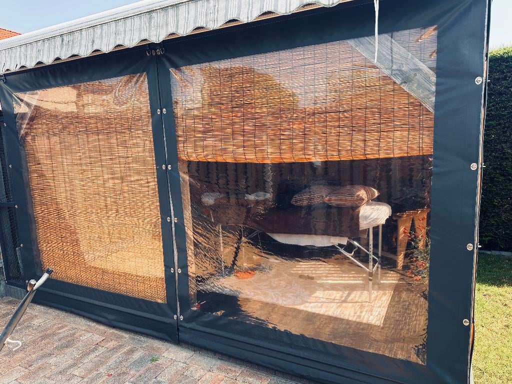verandazeil, overkappingszeil tuinhuis, Tuin en Terras, Tuinhuizen, Ophalen, Gebruikt, Overige materialen, 250 tot 500 cm