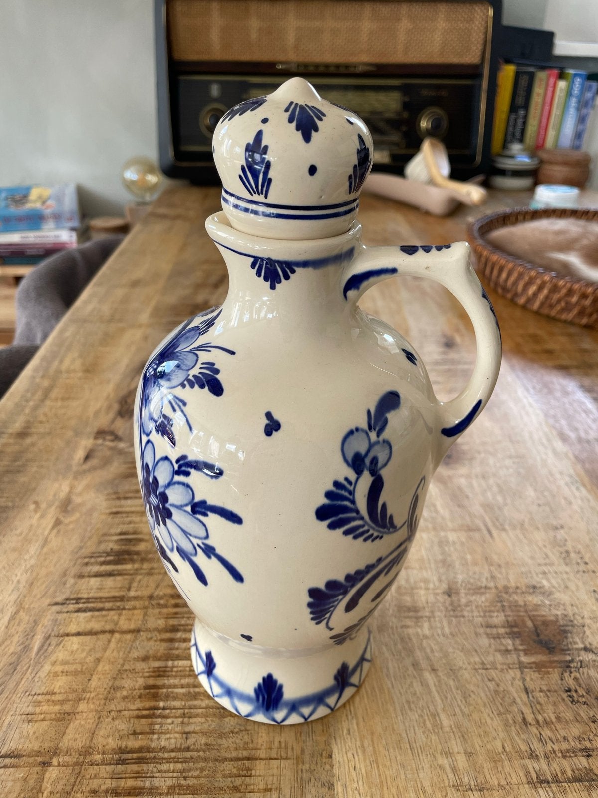 Antieke Lucas Bols Delftse Blauwe Kruik met Kroonkurk, Ophalen of Verzenden